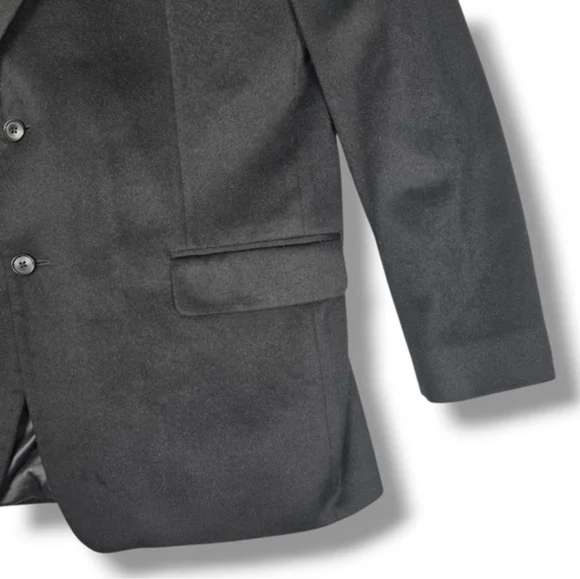 100% Cashmere Tasso Elba Blazer 44L for Black 2 Button Jacket Men's Macy's - Picture 8 of 14